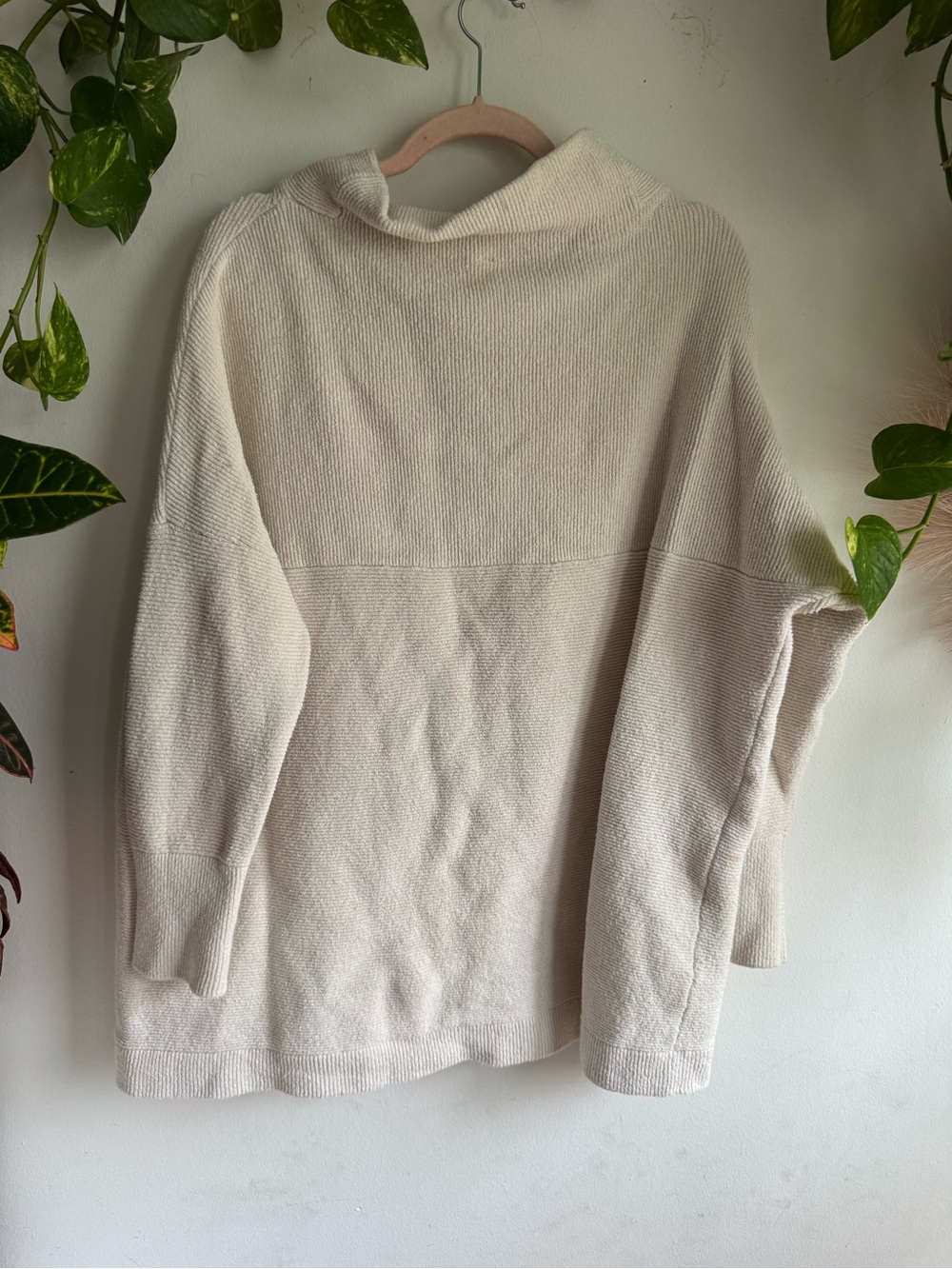 Free People Ottoman Slouchy Tunic Sweater Ivory Cream Mock Neck Oversized Cozy - Picture 11 of 14